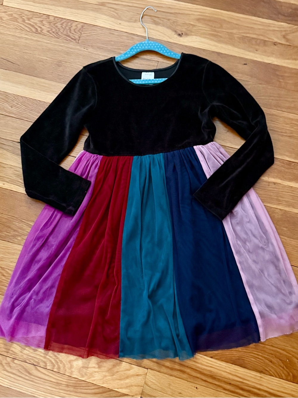 Hanna Andersson 130/8 Velour and  Rainbow Tulle Twirl Dress
